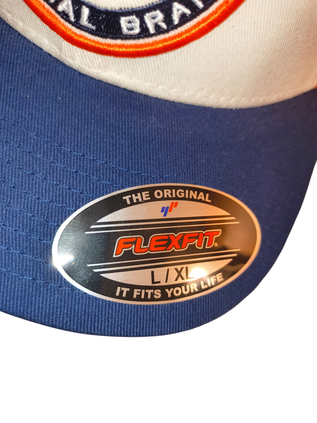 Aéropostale Aero BKLYN New York Flexfit Hat - Orange / Navy - Size L/XL (NWT)